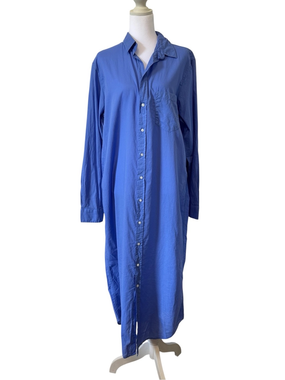 Frank & Eileen Rory Maxi Dress Woven Long Shirt Blue Coastal Euro Summer Large - Picture 2 of 14